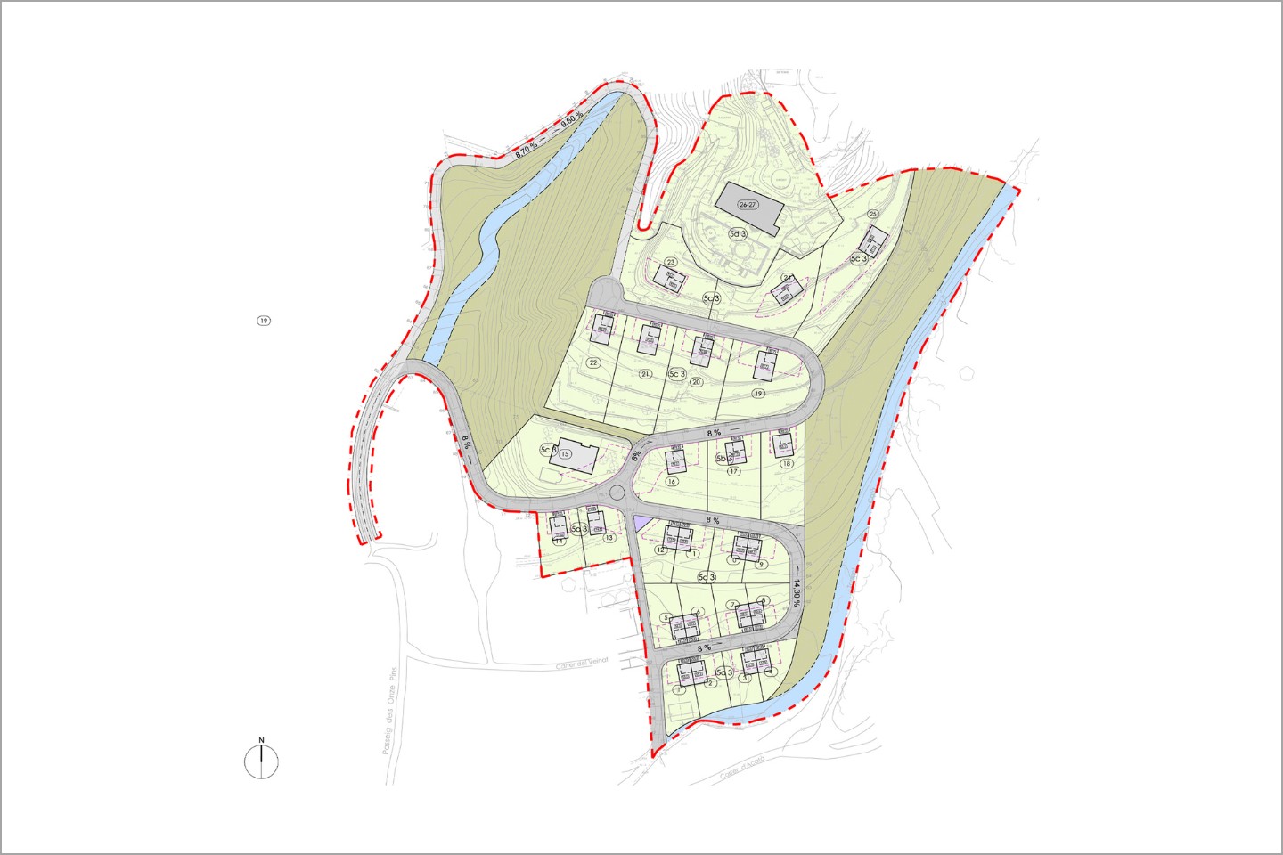 Pere Serra Arquitectura. Modificació puntual de les NNSS, Pla parcial i Projecte de reparcel·lació del sector Le Monnier, a Sant Andreu de Llavaneres, al Maresme.
