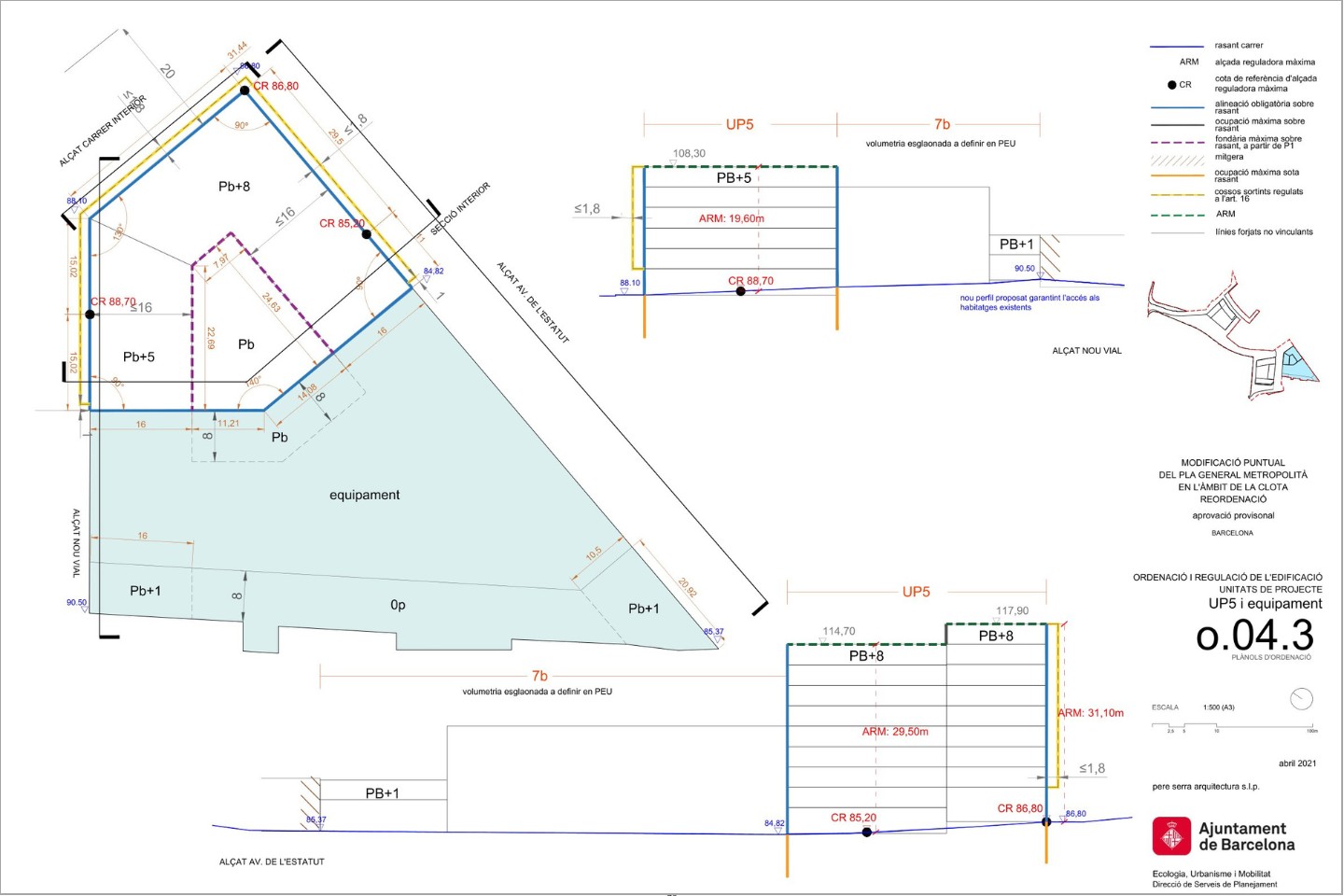 Modificació puntual del Pla de millora urbana, Modificació puntual del Pla general metropolità i Projecte de reparcel·lació del sector La Clota-Reordenació, a Barcelona 4 Pere Serra Arquitectura. Modificació puntual del Pla de millora urbana, Modificació puntual del Pla general metropolità i Projecte de reparcel·lació del sector La Clota-Reordenació, a Barcelona.