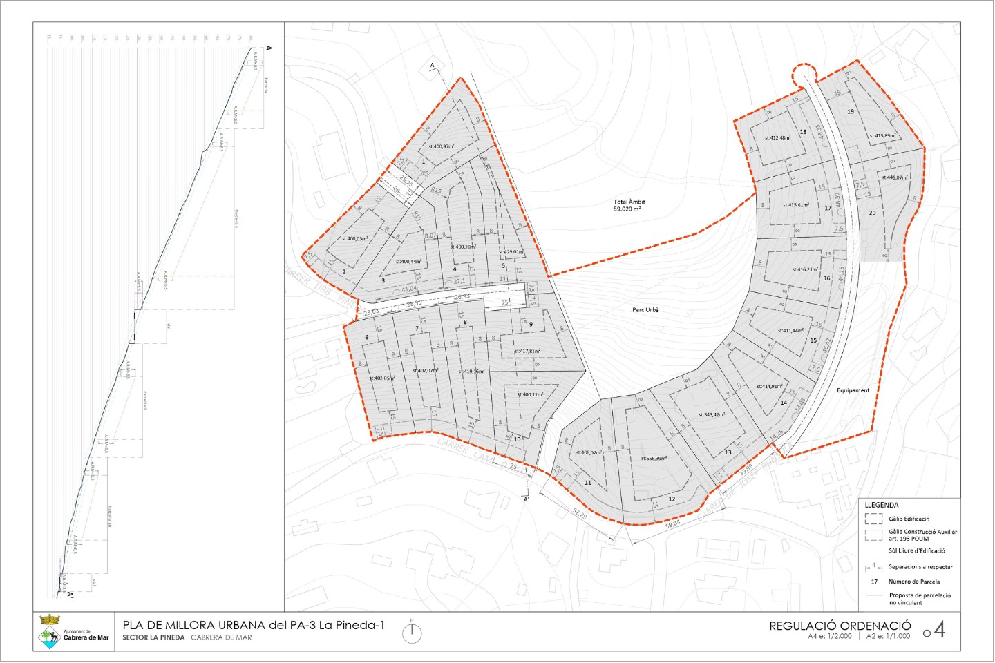 Pla de millora urbana (PMU) i Projecte de reparcel·lació al sector La Pineda de Cabrera de Mar, al Maresme Pere Serra Arquitectura. Pla de millora urbana (PMU) i Projecte de reparcel·lació al sector La Pineda de Cabrera de Mar, al Maresme.
