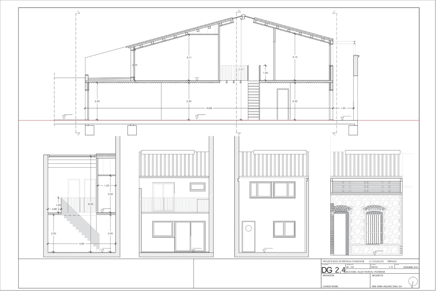 Pere Serra Arquitectura. Reforma d'habitatge unifamiliar entre mitgeres a Terrassa.